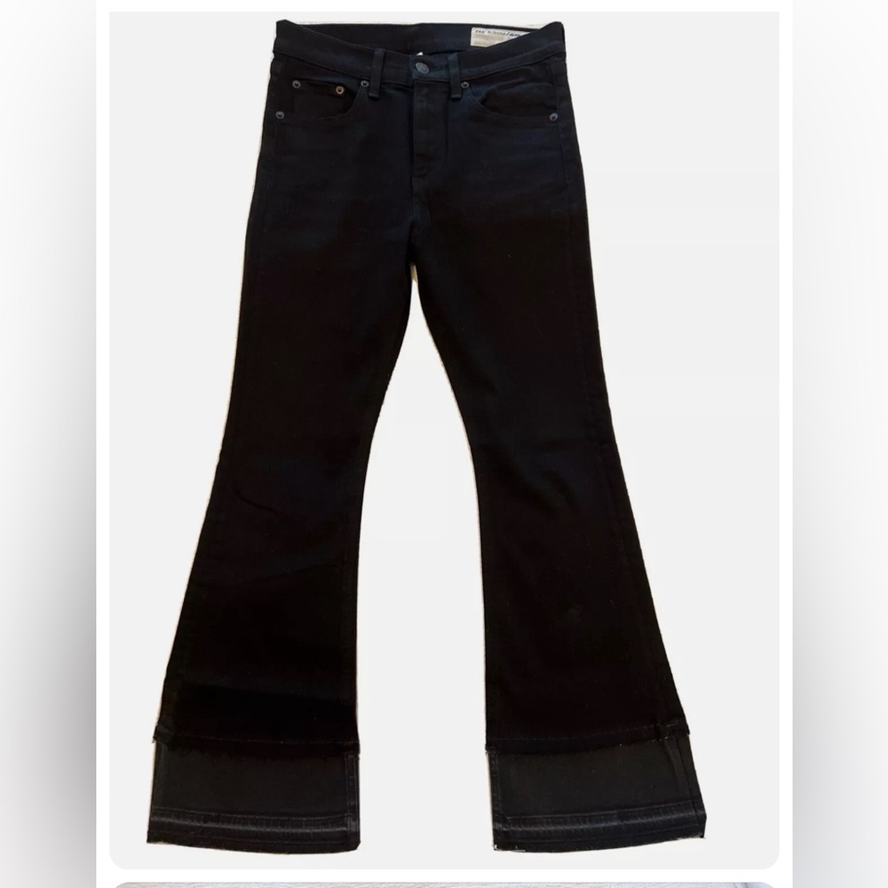 RAG & BONE DOUBLE HEM CROP FLARE JEANS SIZE 28 BLACK & CHARCOAL